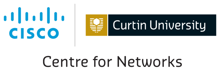 Cisco and Curtin logos on top of the title "Centre for Networks"